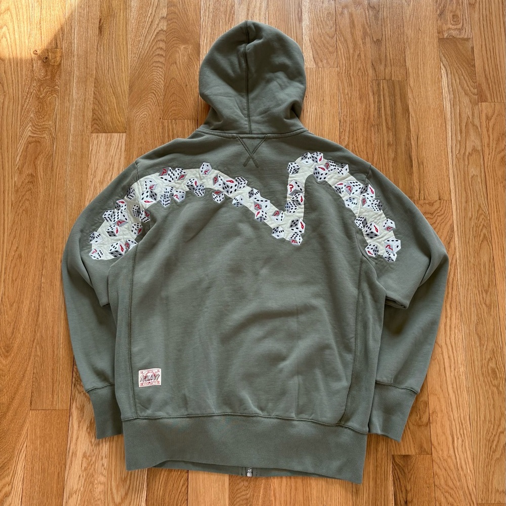 Palace Evisu Dice Full Zip Hoodie Jacket Daicock Olive Green French Terry Large